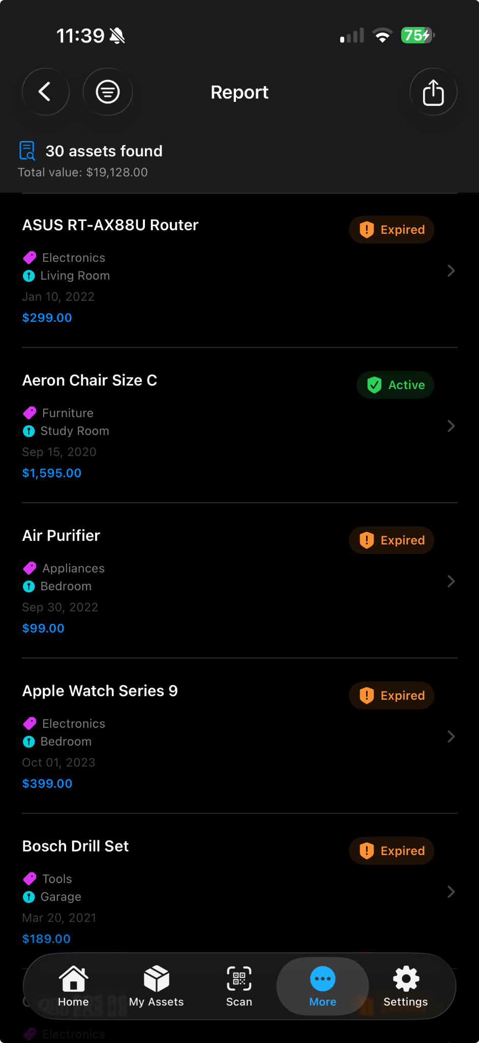 Asset report